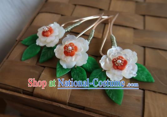 China Handmade Hanfu Flower Hairpin Traditional Ancient Princess Shell Plum Blossom Hair Stick