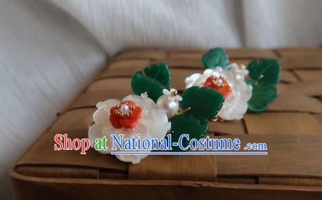 China Handmade Hanfu Flower Hairpin Traditional Ancient Princess Shell Plum Blossom Hair Stick