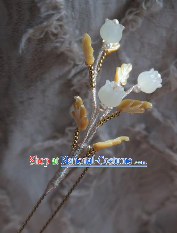 China Handmade Hanfu Yellow Shell Hairpin Traditional Ancient Princess Convallaria Hair Stick