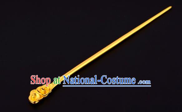 China Ancient Prince Golden Cloud Hairpin Handmade Traditional Ming Dynasty Emperor Hair Stick