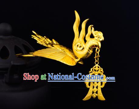 China Ancient Queen Hairpin Handmade Traditional Song Dynasty Empress Golden Phoenix Hair Crown