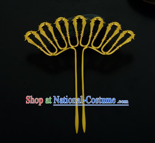 China Ancient Court Woman Hairpin Handmade Traditional Song Dynasty Golden Hair Stick