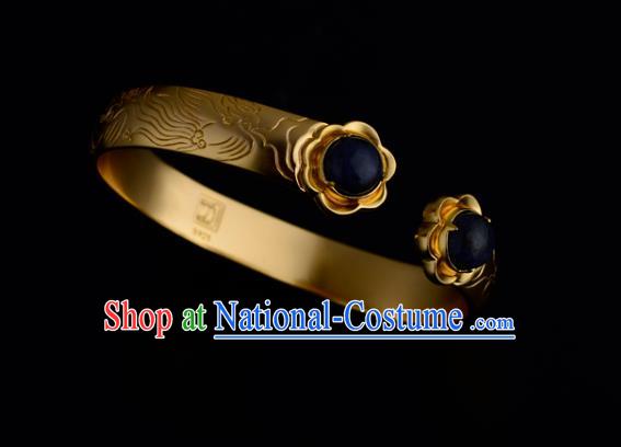 Chinese Ancient Imperial Concubine Bracelet Traditional Ming Dynasty Golden Bangle Jewelry