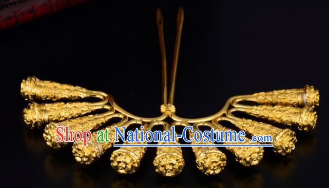 China Ancient Queen Hairpin Handmade Traditional Song Dynasty Golden Hair Stick