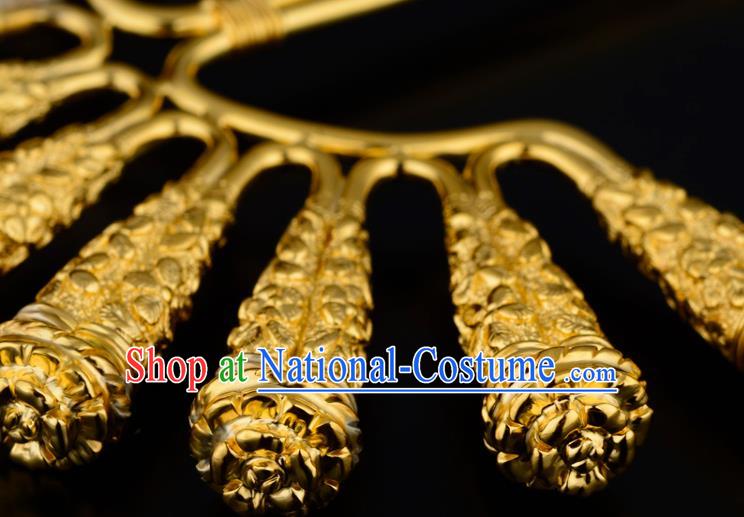 China Ancient Queen Hairpin Handmade Traditional Song Dynasty Golden Hair Stick