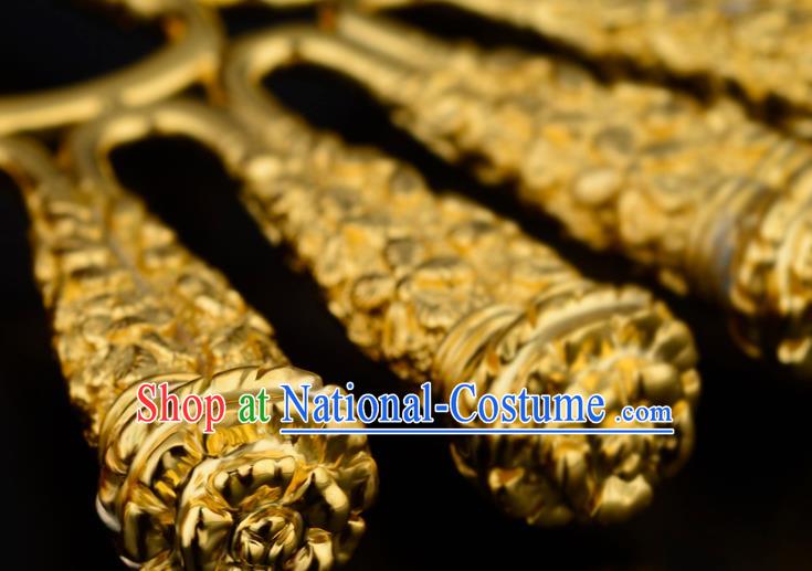 China Ancient Queen Hairpin Handmade Traditional Song Dynasty Golden Hair Stick