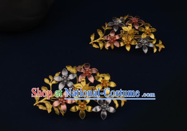 China Ancient Princess Hairpin Handmade Traditional Ming Dynasty Flowers Hair Claw