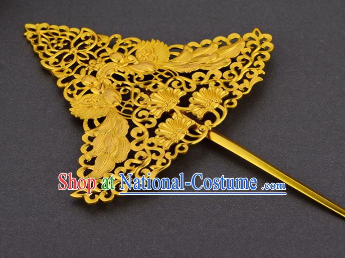 China Ancient Empress Hair Accessories Handmade Traditional Tang Dynasty Queen Golden Hair Crown