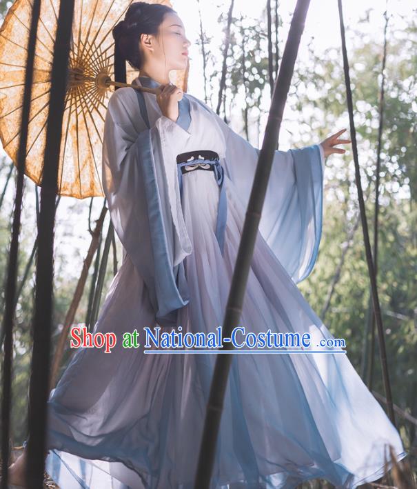 China Traditional Jin Dynasty Nobility Woman Historical Costumes Ancient Female Swordsman Hanfu Dress Clothing