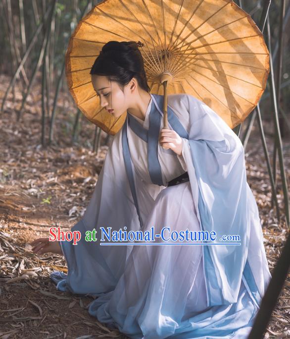 China Traditional Jin Dynasty Nobility Woman Historical Costumes Ancient Female Swordsman Hanfu Dress Clothing