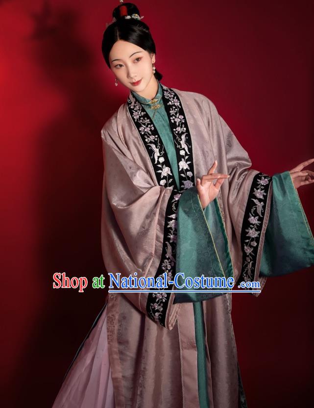 China Ancient Patrician Female Clothing Traditional Hanfu Apparels Song Dynasty Noble Woman Historical Costumes