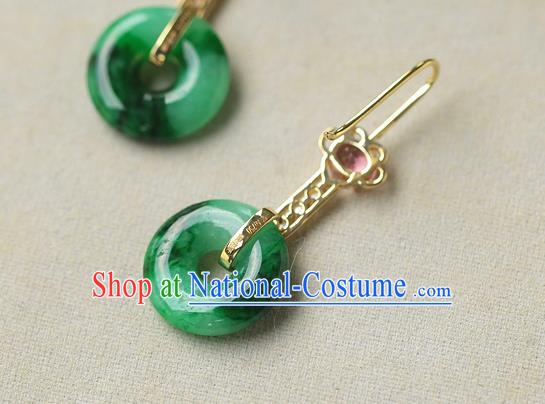 Chinese Traditional Crystal Earrings Ancient Imperial Consort Jade Peace Buckle Ear Accessories