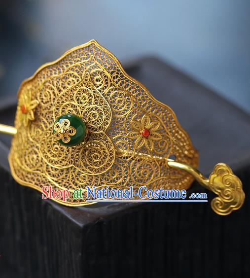 China Ancient Noble Childe Headwear Traditional Ming Dynasty Prince Filigree Hairdo Crown