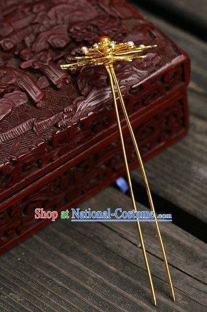 China Ancient Court Filigree Hair Jewelry Traditional Ming Dynasty Pearls Hairpin