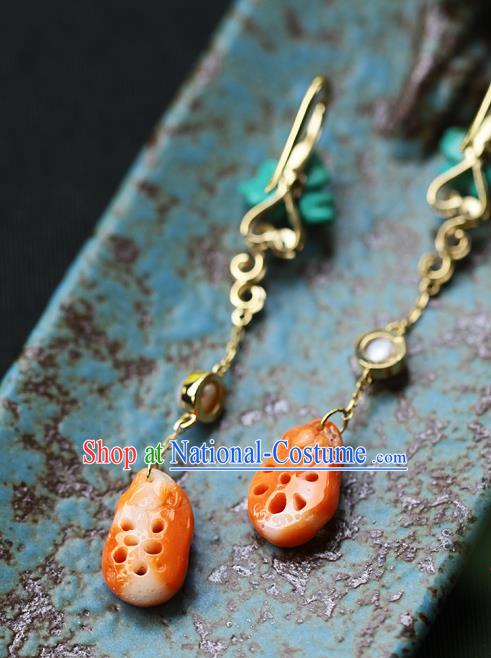 Chinese Handmade Agate Ear Accessories Traditional Cheongsam Kallaite Earrings