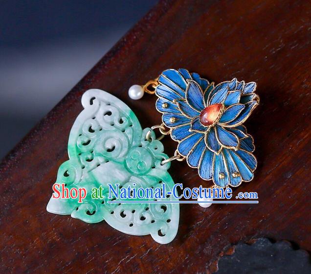 Chinese Traditional Jade Butterfly Necklace Jewelry Handmade Necklet Pendant