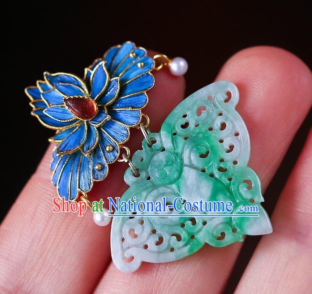 Chinese Traditional Jade Butterfly Necklace Jewelry Handmade Necklet Pendant