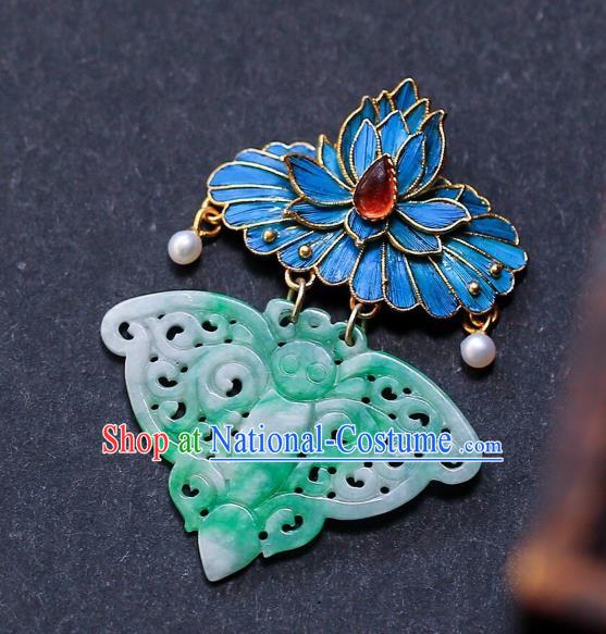 Chinese Traditional Jade Butterfly Necklace Jewelry Handmade Necklet Pendant