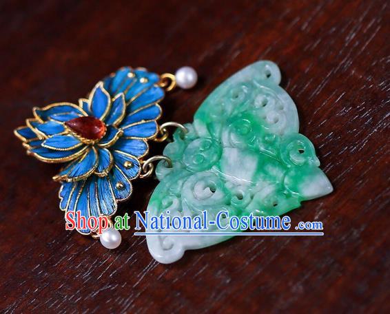 Chinese Traditional Jade Butterfly Necklace Jewelry Handmade Necklet Pendant