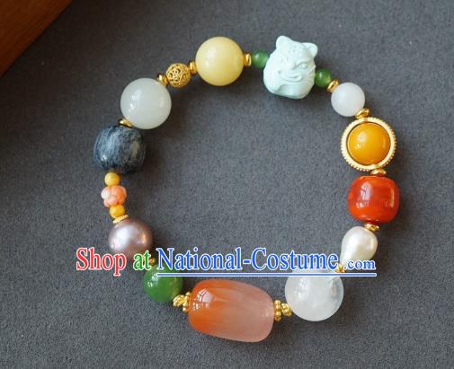 Chinese Handmade National Agate Bracelet Traditional Cheongsam Gems Wristlet Accessories