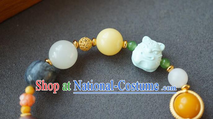 Chinese Handmade National Agate Bracelet Traditional Cheongsam Gems Wristlet Accessories