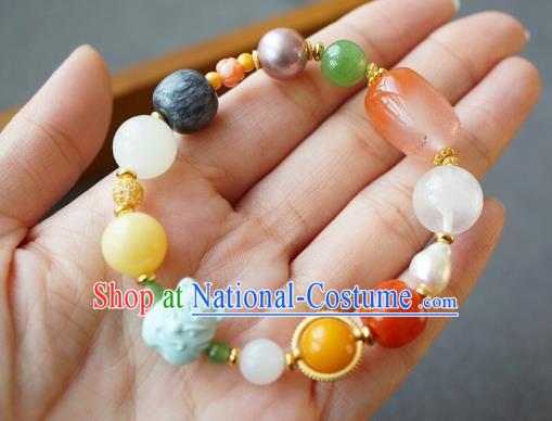 Chinese Handmade National Agate Bracelet Traditional Cheongsam Gems Wristlet Accessories