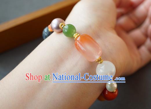 Chinese Handmade National Agate Bracelet Traditional Cheongsam Gems Wristlet Accessories