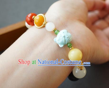 Chinese Handmade National Agate Bracelet Traditional Cheongsam Gems Wristlet Accessories