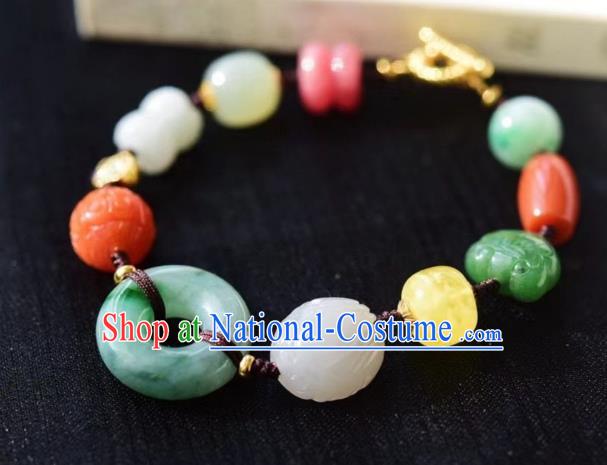 Chinese Traditional Gems Wristlet Accessories National Cheongsam Jade Carving Bracelet