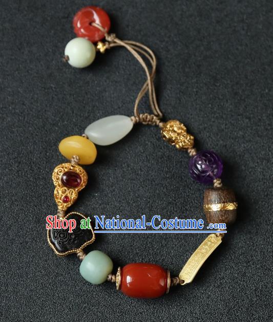 Chinese Traditional Beeswax Wristlet Accessories National Cheongsam Garnet Gourd Bracelet