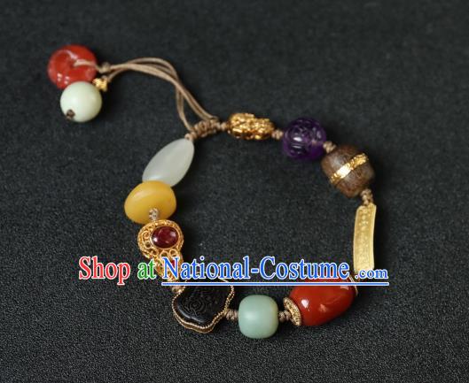 Chinese Traditional Beeswax Wristlet Accessories National Cheongsam Garnet Gourd Bracelet