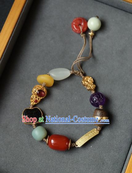 Chinese Traditional Beeswax Wristlet Accessories National Cheongsam Garnet Gourd Bracelet