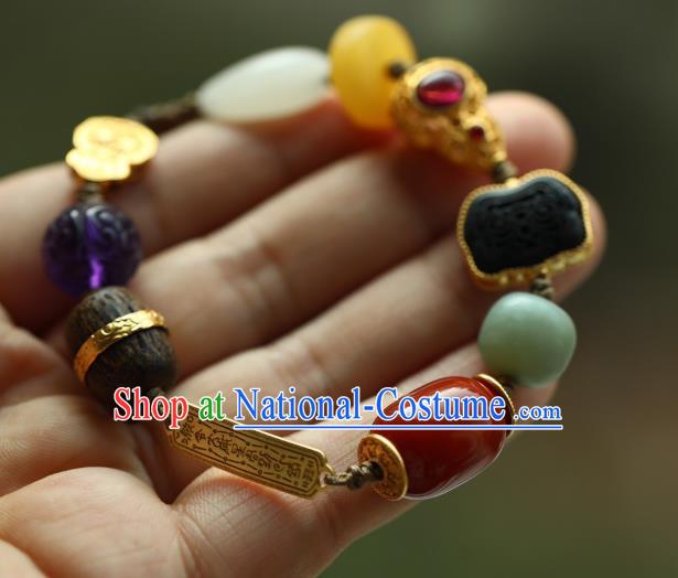 Chinese Traditional Beeswax Wristlet Accessories National Cheongsam Garnet Gourd Bracelet