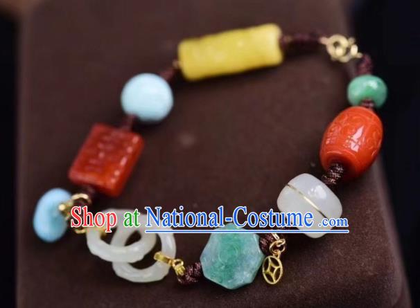 Chinese Traditional Agate Carving Wristlet Accessories National Cheongsam Wedding Bracelet