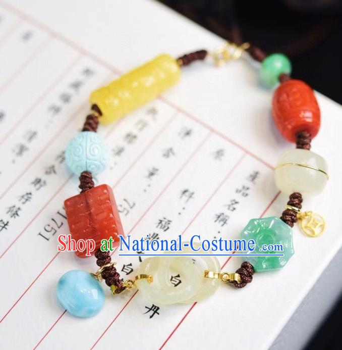 Chinese Traditional Agate Carving Wristlet Accessories National Cheongsam Wedding Bracelet