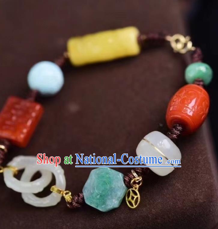 Chinese Traditional Agate Carving Wristlet Accessories National Cheongsam Wedding Bracelet