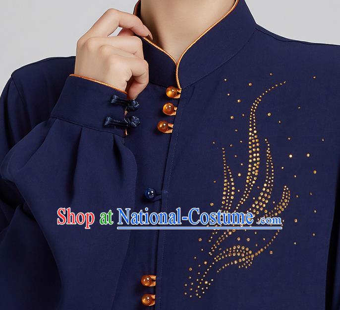 China Kung Fu Costume Tai Chi Exercise Clothing Martial Arts Navy Uniforms