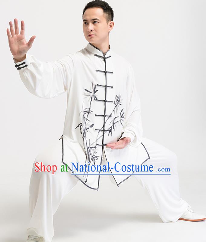 Chinese Kung Fu Uniforms Traditional Tai Chi Ink Painting Bamboo Costumes