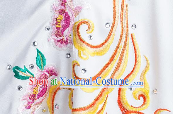 China Traditional Kung Fu Embroidered Phoenix Peony Red Uniforms Tai Chi Stage Performance Clothing