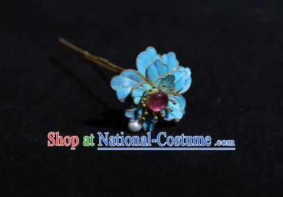 Chinese Handmade Plum Blossom Hairpin Traditional Hair Jewelry Ancient Qing Dynasty Princess Amethyst Hair Stick