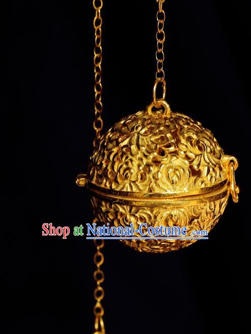 China Traditional Waist Accessories Ancient Princess Golden Lotus Sachet Pendant