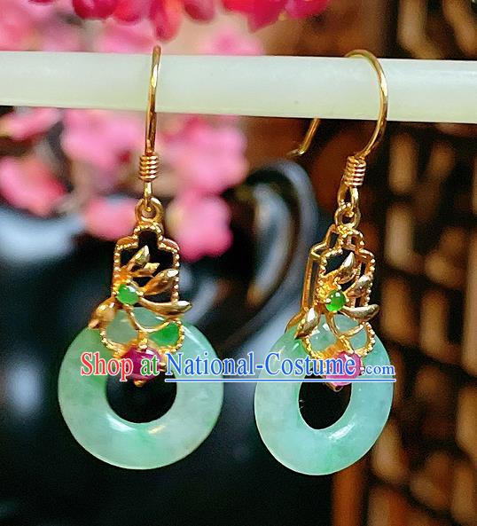 Handmade Chinese National Ear Accessories Traditional Culture Jewelry Cheongsam Jadeite Earrings