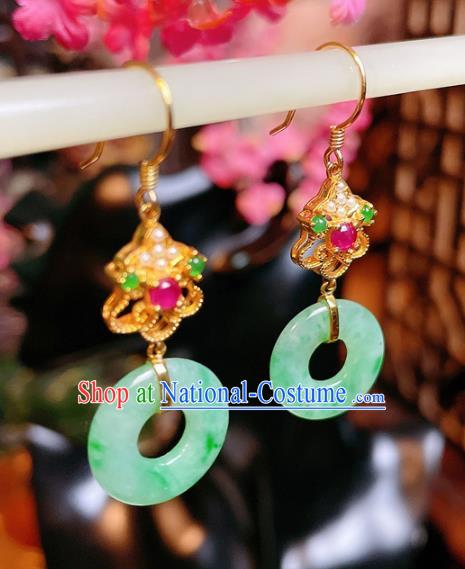 Handmade Chinese National Pearls Ear Accessories Traditional Culture Jadeite Jewelry Cheongsam Earrings