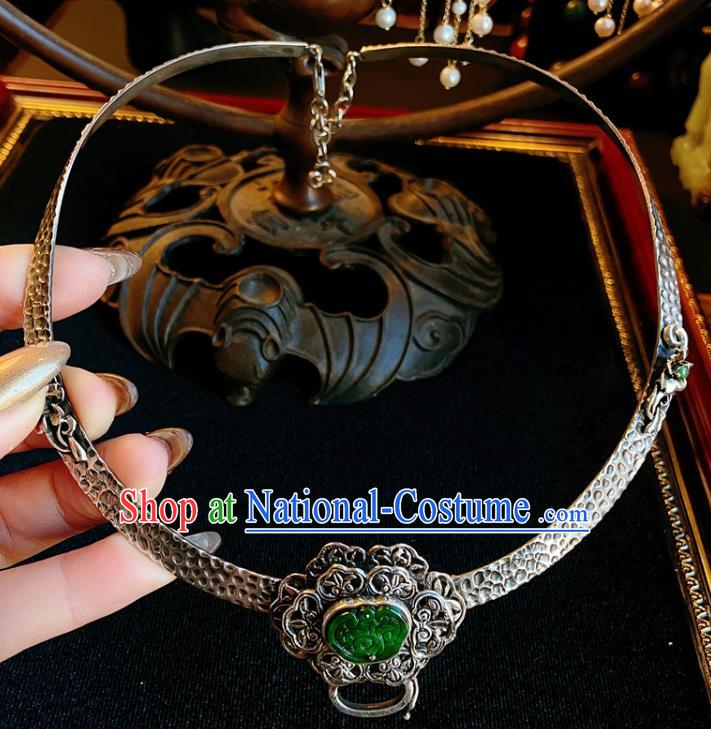 China Traditional Silver Necklace Accessories Handmade Wedding Jadeite Necklet Lock