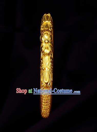 Handmade Chinese Traditional Qing Dynasty Palace Bangle Jewelry Golden Bracelet Accessories