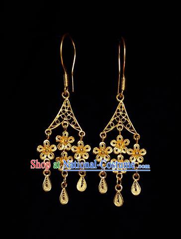 Chinese Traditional Hanfu Jewelry Earrings Ancient Imperial Consort Golden Ear Accessories