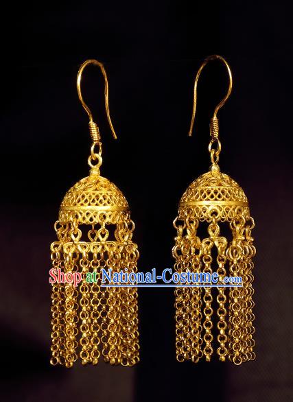 Chinese Traditional Hanfu Golden Tassel Earrings Jewelry Ancient Bride Ear Accessories