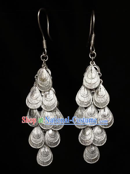 Chinese National Silver Scale Ear Accessories Traditional Cheongsam Earrings Jewelry