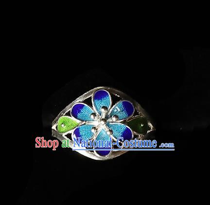 Handmade Chinese Silver Circlet Accessories Traditional Cloisonne Ring Jewelry