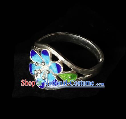 Handmade Chinese Silver Circlet Accessories Traditional Cloisonne Ring Jewelry